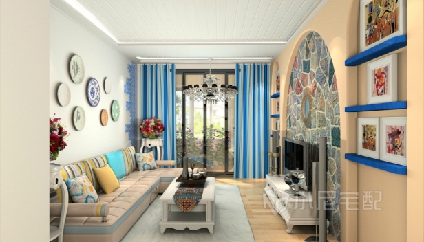 90㎡/兩室兩廳一衛/地中海